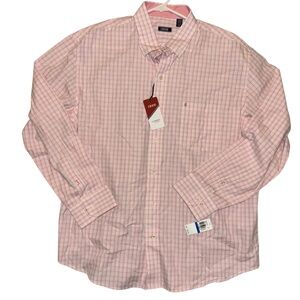 NWT IZOD Men's Red While Blue Poplin Checkered Shirt XL